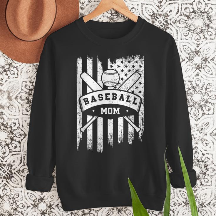 Baseball MOM Cool USA American Flag Family Reunion Women Crewneck Sweatshirt Baseball MOM Cool USA American Flag Family Reunion Women Crewneck Sweatshirt