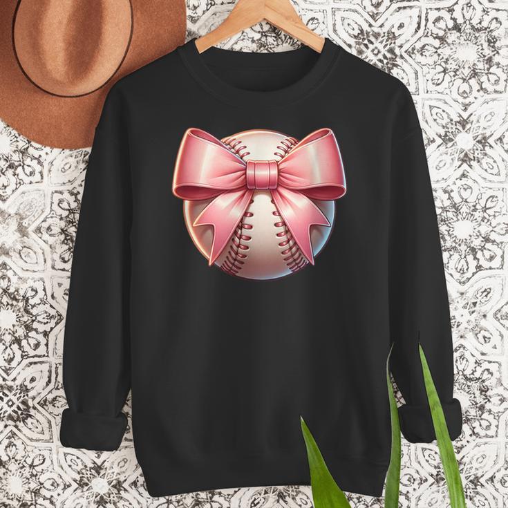 Baseball Mom Coquette Pink Bow Baseball Mom Women Crewneck Sweatshirt Baseball Mom Coquette Pink Bow Baseball Mom Women Crewneck Sweatshirt