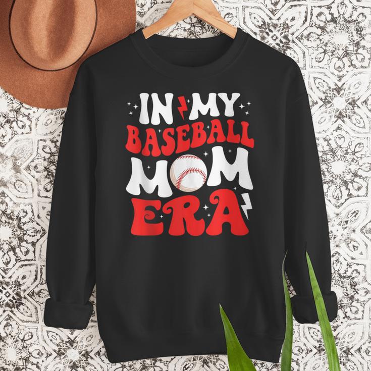 In My Baseball Mom Era Cute Groovy Baseball Women Crewneck Sweatshirt