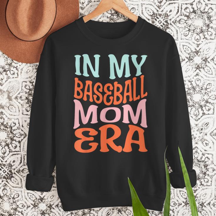 In My Baseball Mom Era Lover Groovy Retro Mother's Day Women Crewneck Sweatshirt