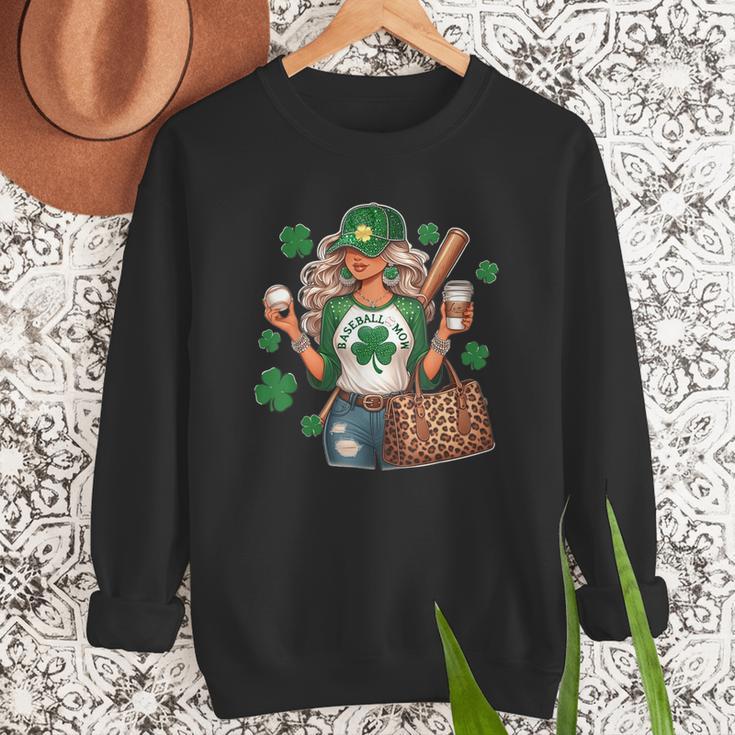 Baseball Mom Green Shamrock St Patrick Day Women Women Crewneck Sweatshirt Baseball Mom Green Shamrock St Patrick Day Women Women Crewneck Sweatshirt