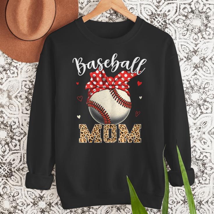 Baseball Mom Headband Leopard Baseball Ball Mother's Day Women Crewneck Sweatshirt Baseball Mom Headband Leopard Baseball Ball Mother's Day Women Crewneck Sweatshirt