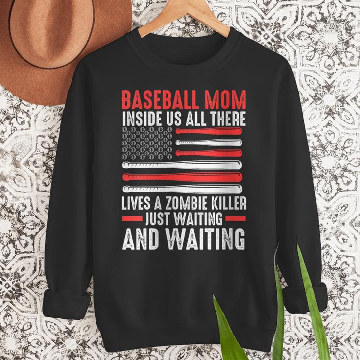 Baseball Mom Inside Us All There Lives a Zombie Sport Women Crewneck Sweatshirt Baseball Mom Inside Us All There Lives a Zombie Sport Women Crewneck Sweatshirt