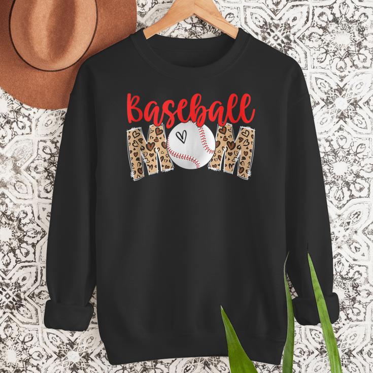 Baseball Mom Leopard Print Cute Mother's Day Sport Lover Women Crewneck Sweatshirt