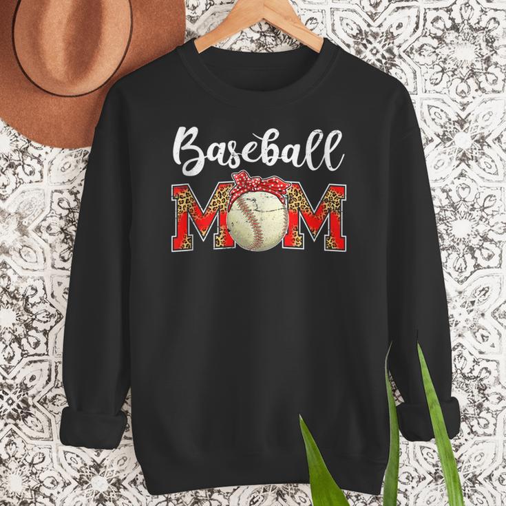 Baseball Mom Leopard Game Day Mom Life Mother's Day Women Crewneck Sweatshirt Baseball Mom Leopard Game Day Mom Life Mother's Day Women Crewneck Sweatshirt
