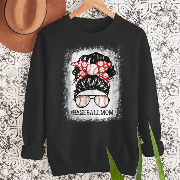 Baseball Mom Messy Bun Hair Player Mom Women Crewneck Sweatshirt Baseball Mom Messy Bun Hair Player Mom Women Crewneck Sweatshirt