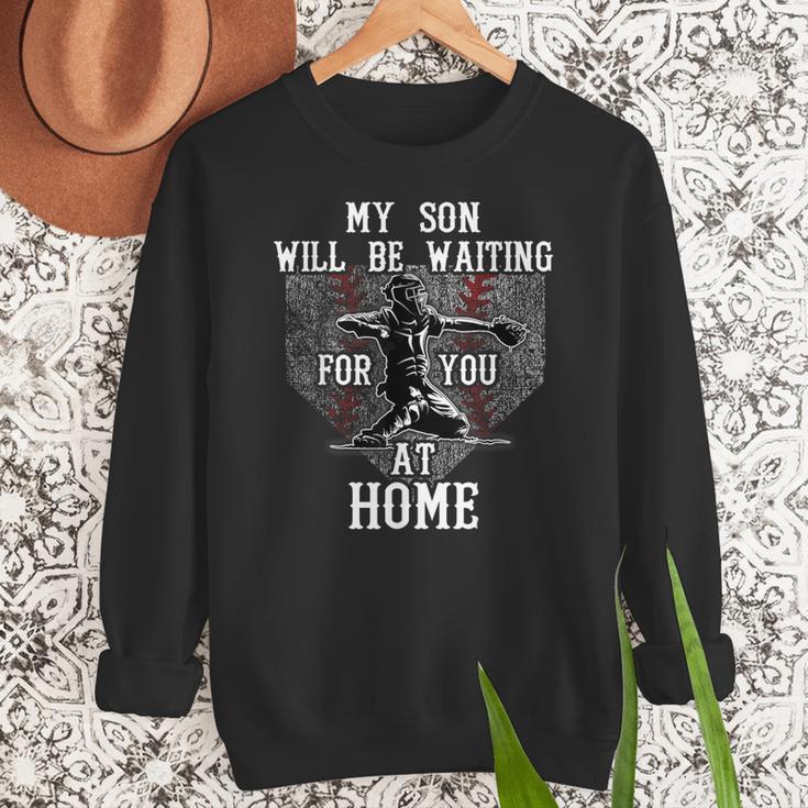Baseball Mom My Son Will Be Waiting For You At Home Women Crewneck Sweatshirt