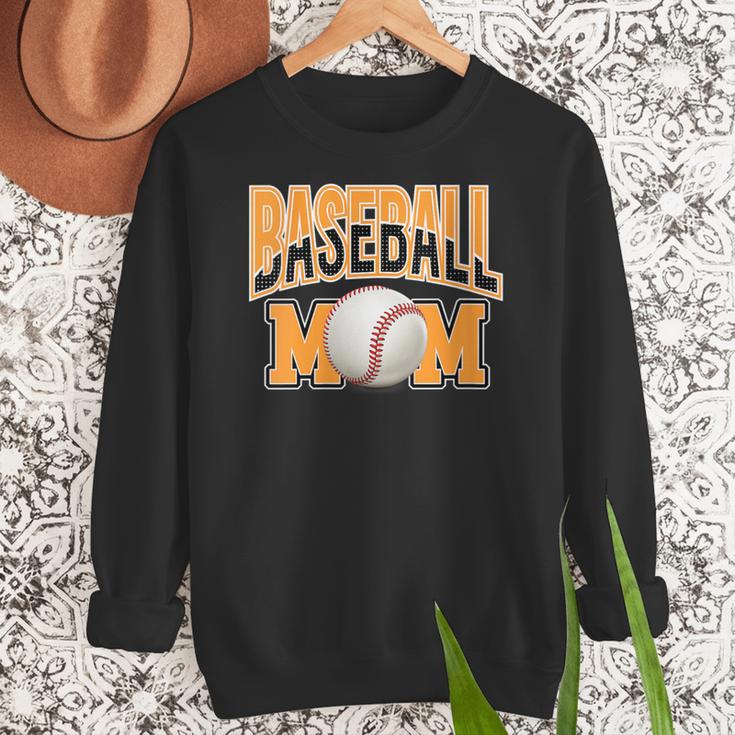 Baseball Mom Sports Orange Women Crewneck Sweatshirt