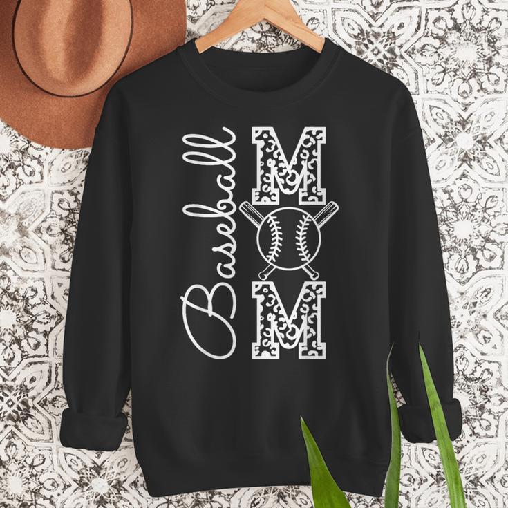 Baseball Mom Tee Leopard Mother's Day Grandma Women Crewneck Sweatshirt Baseball Mom Tee Leopard Mother's Day Grandma Women Crewneck Sweatshirt