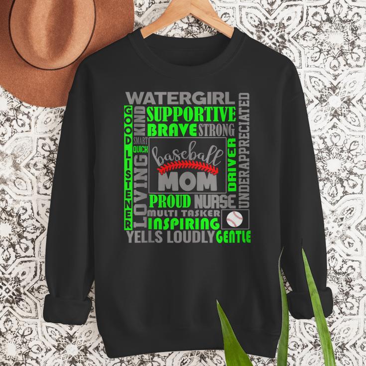 Baseball Mom Traits For Great Mothers Grey And Green Women Crewneck Sweatshirt Baseball Mom Traits For Great Mothers Grey And Green Women Crewneck Sweatshirt