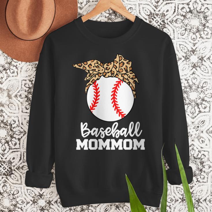 Baseball MomMom Baseball Player Leopard Mom Mom Women Crewneck Sweatshirt Baseball MomMom Baseball Player Leopard Mom Mom Women Crewneck Sweatshirt