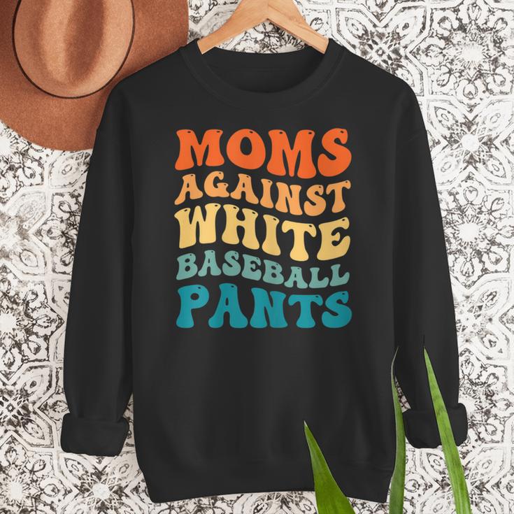Baseball Moms Against Baseball Pants Groovy Softball Women Crewneck Sweatshirt Baseball Moms Against Baseball Pants Groovy Softball Women Crewneck Sweatshirt