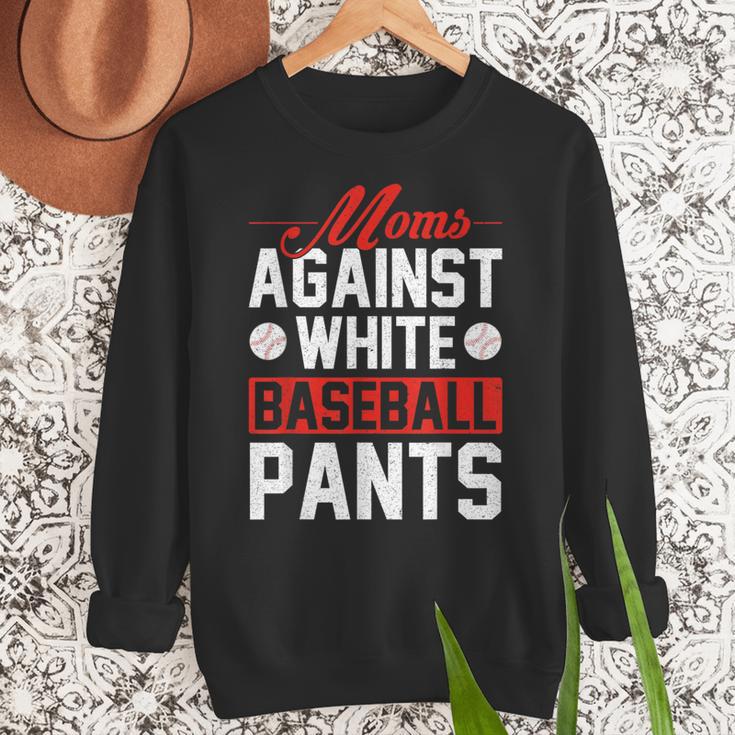 Baseball Moms Against White Baseball Pants Women Crewneck Sweatshirt