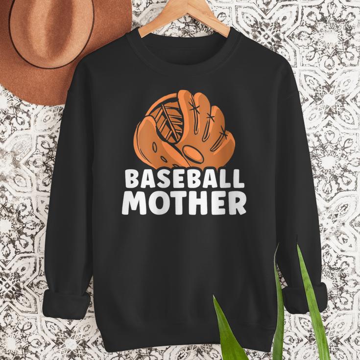 Baseball Mother Lover Baseballer Player Match Baseball Mom Women Crewneck Sweatshirt