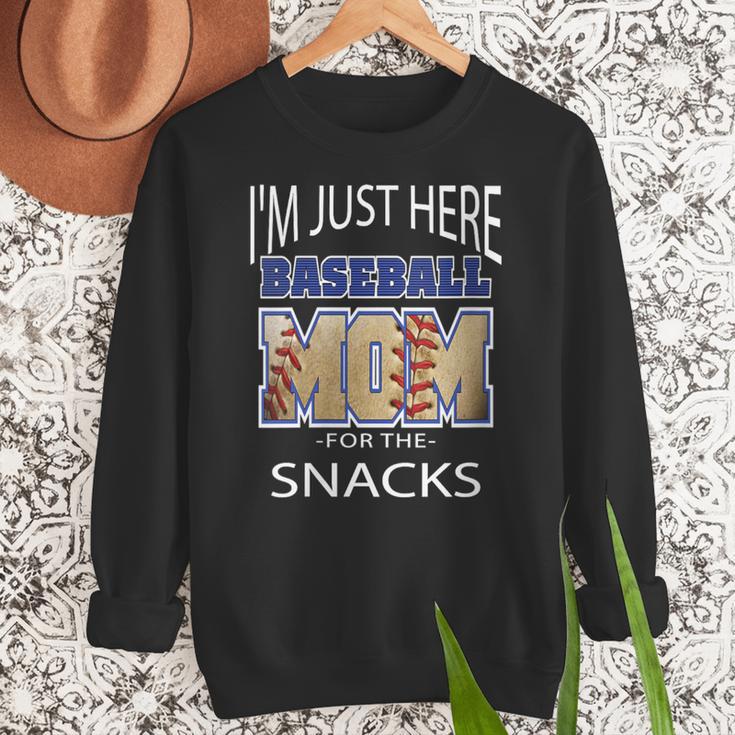 Baseball Sport I’m Just Here For The Snacks Baseball Mom Women Crewneck Sweatshirt