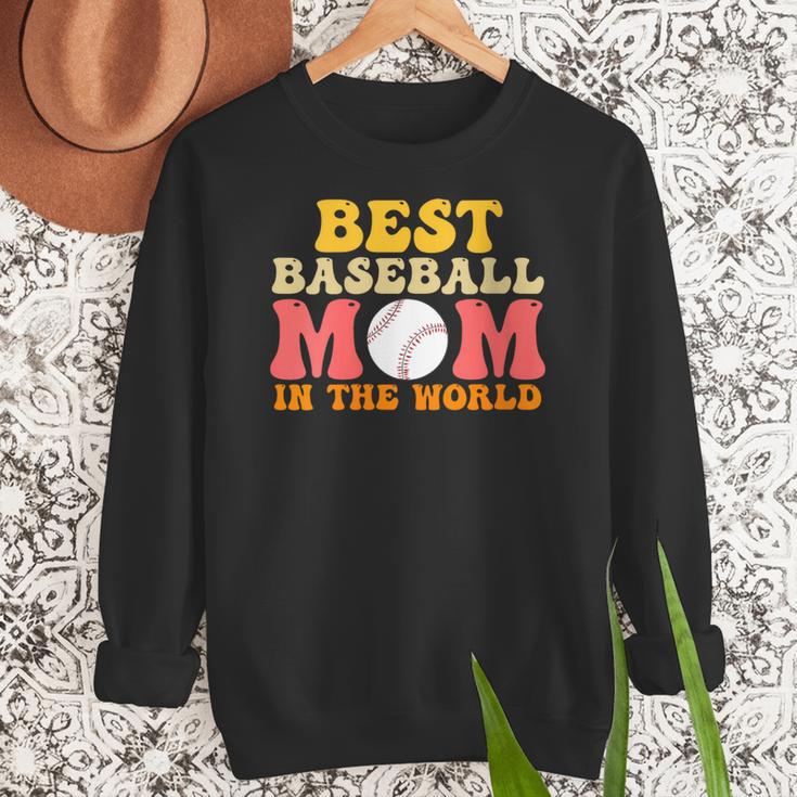 Best Baseball Mom In The World Baseball Women Crewneck Sweatshirt