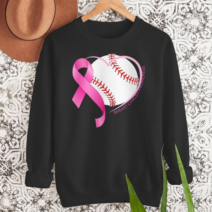 Breast Cancer Awareness Baseball Mom Women Crewneck Sweatshirt Breast Cancer Awareness Baseball Mom Women Crewneck Sweatshirt
