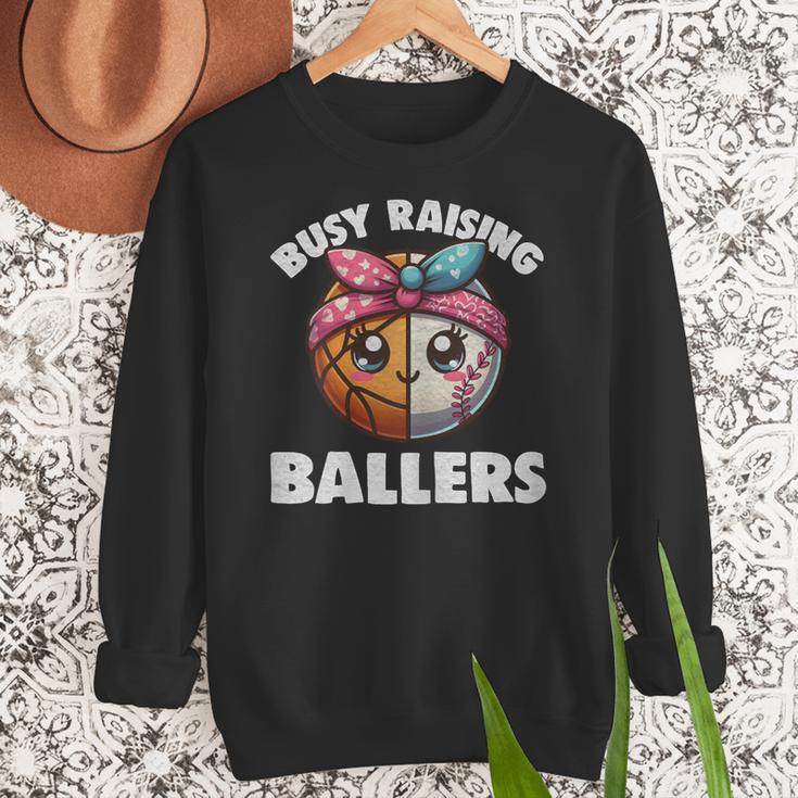 Busy Raising Ballers Basketball Baseball Mom For Women Women Crewneck Sweatshirt Busy Raising Ballers Basketball Baseball Mom For Women Women Crewneck Sweatshirt