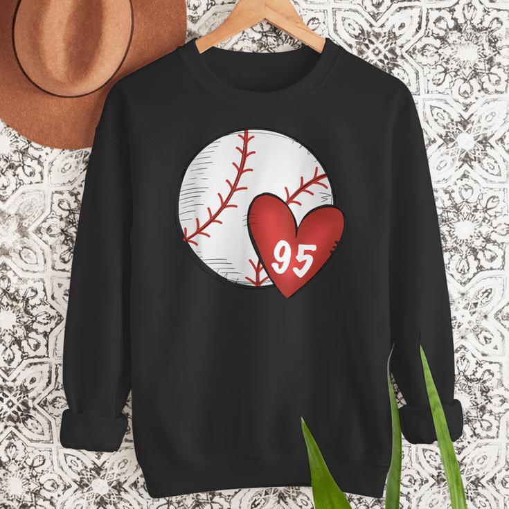 Custom Baseball Mom Number 95 Heart For Mom Mommy Women Crewneck Sweatshirt