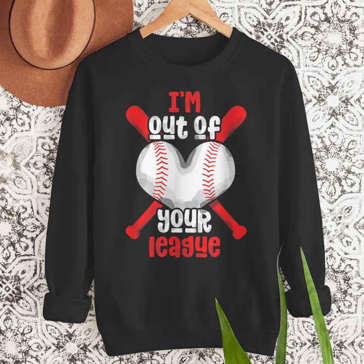 Cute Baseball Mom Out Of Your League Mommy Sports Players Women Crewneck Sweatshirt