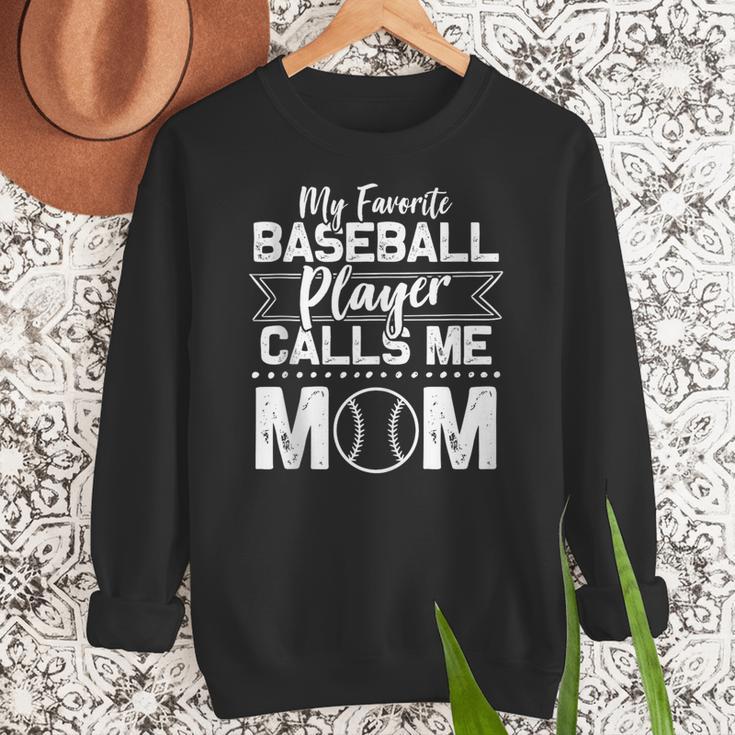Cute My Favorite Baseball Player Calls Me Mom Baseball Moms Women Crewneck Sweatshirt Cute My Favorite Baseball Player Calls Me Mom Baseball Moms Women Crewneck Sweatshirt