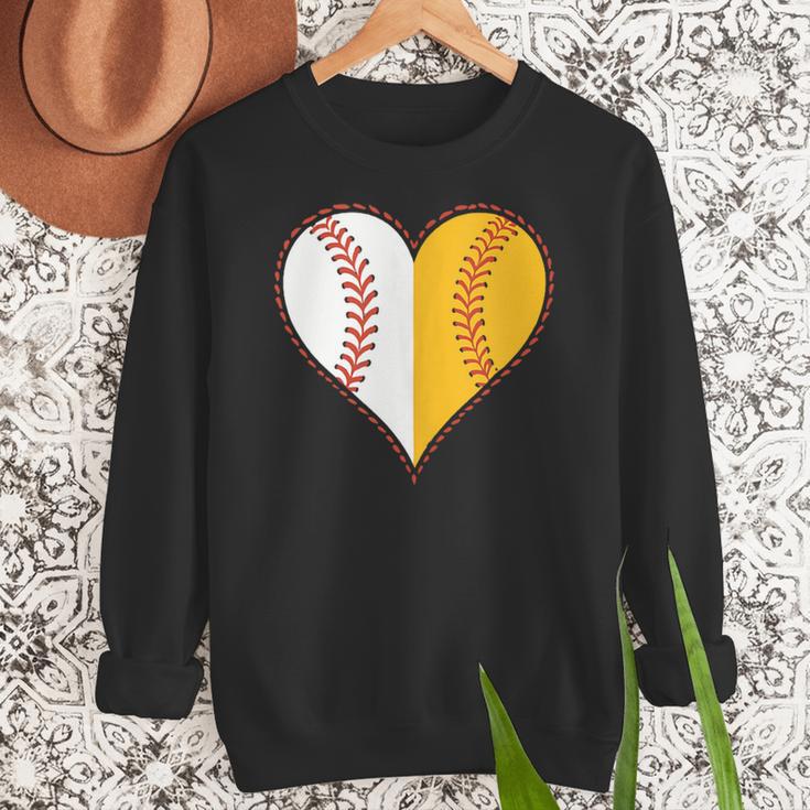 Cute Love Baseball Fast Pitch Softball Heart Baseball Mom Women Crewneck Sweatshirt Cute Love Baseball Fast Pitch Softball Heart Baseball Mom Women Crewneck Sweatshirt