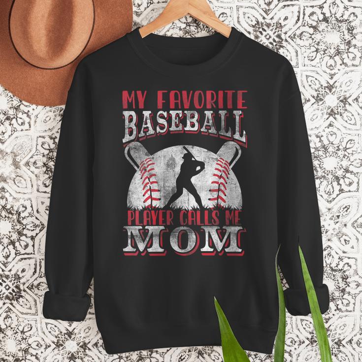 My Favorite Baseball Player Calls Me Mom Proud Baseball Mom Women Crewneck Sweatshirt