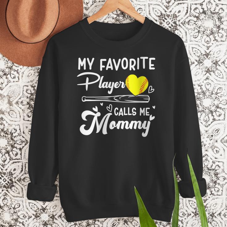 My Favorite Player Calls Me Mommy Softball Baseball Mom Women Crewneck Sweatshirt My Favorite Player Calls Me Mommy Softball Baseball Mom Women Crewneck Sweatshirt