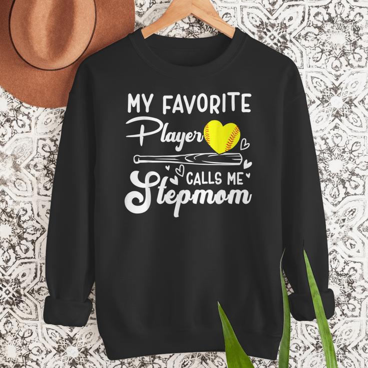 My Favorite Player Calls Me Stepmom Softball Baseball Mom Women Crewneck Sweatshirt My Favorite Player Calls Me Stepmom Softball Baseball Mom Women Crewneck Sweatshirt