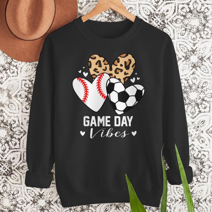 Game Day Vibes Soccer Baseball Mom Heart Women Crewneck Sweatshirt Game Day Vibes Soccer Baseball Mom Heart Women Crewneck Sweatshirt
