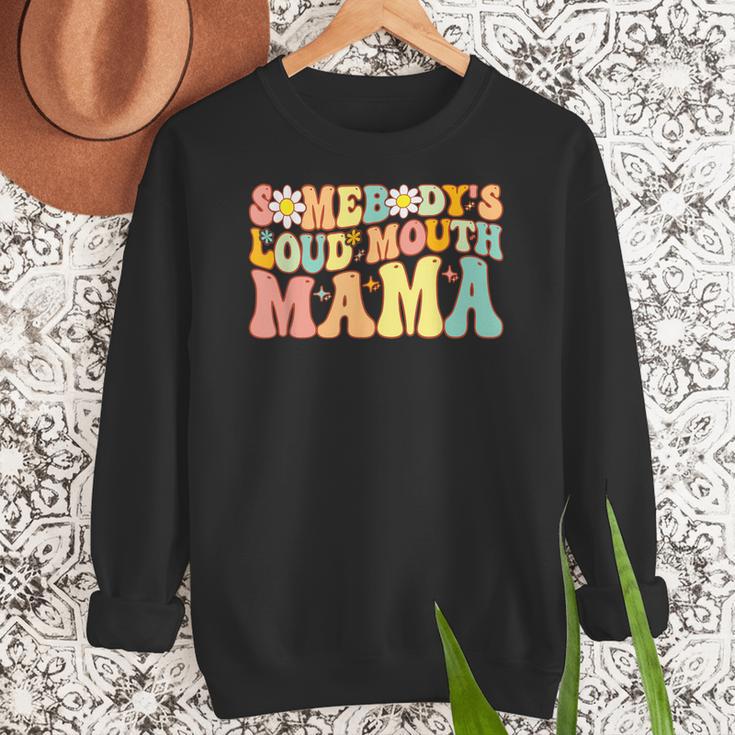 Groovy Somebody's Loud Mouth Mama Baseball Mom Mother's Day Women Crewneck Sweatshirt Groovy Somebody's Loud Mouth Mama Baseball Mom Mother's Day Women Crewneck Sweatshirt