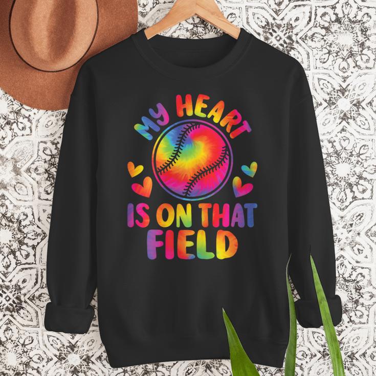 My Heart Is On That Field Cute Baseball Mom Women Women Crewneck Sweatshirt