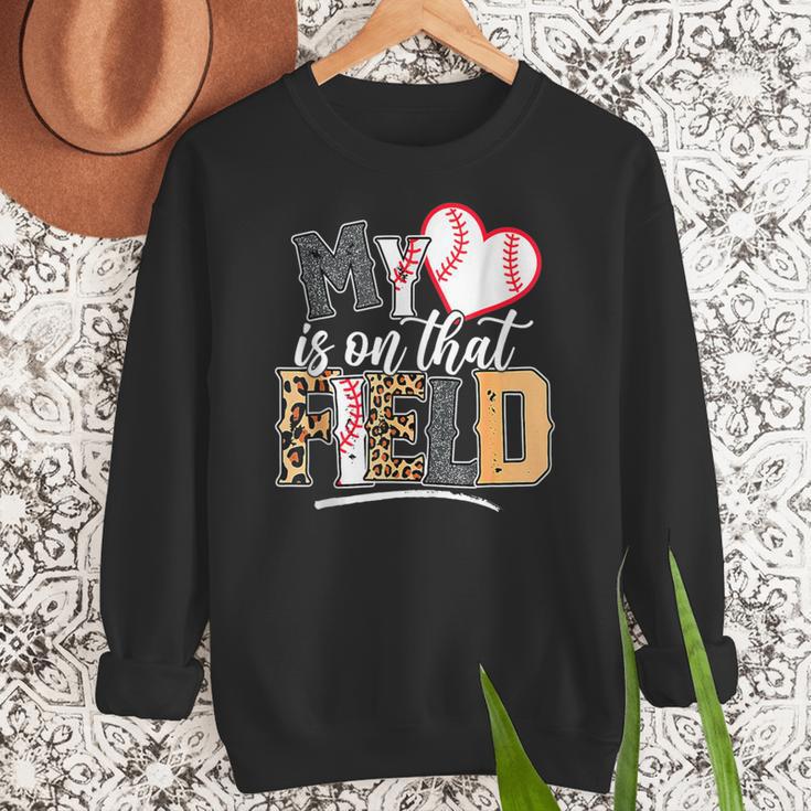 My Heart Is On That Field Mother's Day Baseball Mom Women Women Crewneck Sweatshirt My Heart Is On That Field Mother's Day Baseball Mom Women Women Crewneck Sweatshirt