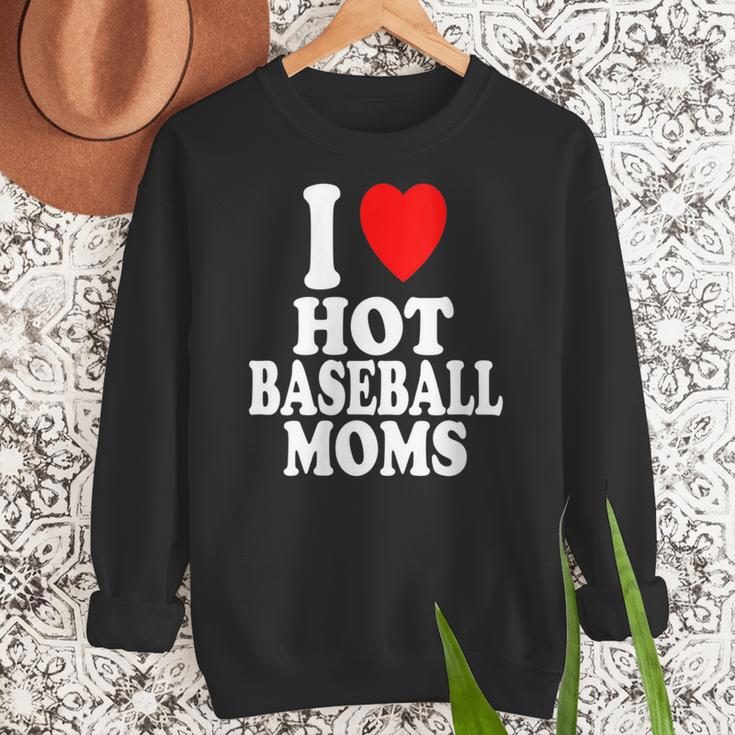 I Heart Love Hot Baseball Moms MILF Cougar Older Woman Women Crewneck Sweatshirt