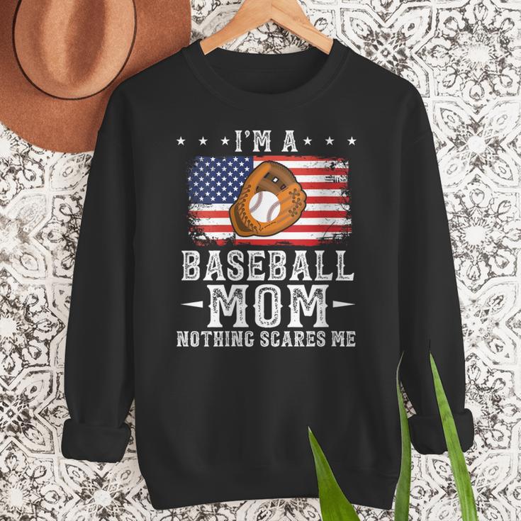 I'm a Baseball Mom Nothing Scares Me Baseball Women Crewneck Sweatshirt I'm a Baseball Mom Nothing Scares Me Baseball Women Crewneck Sweatshirt