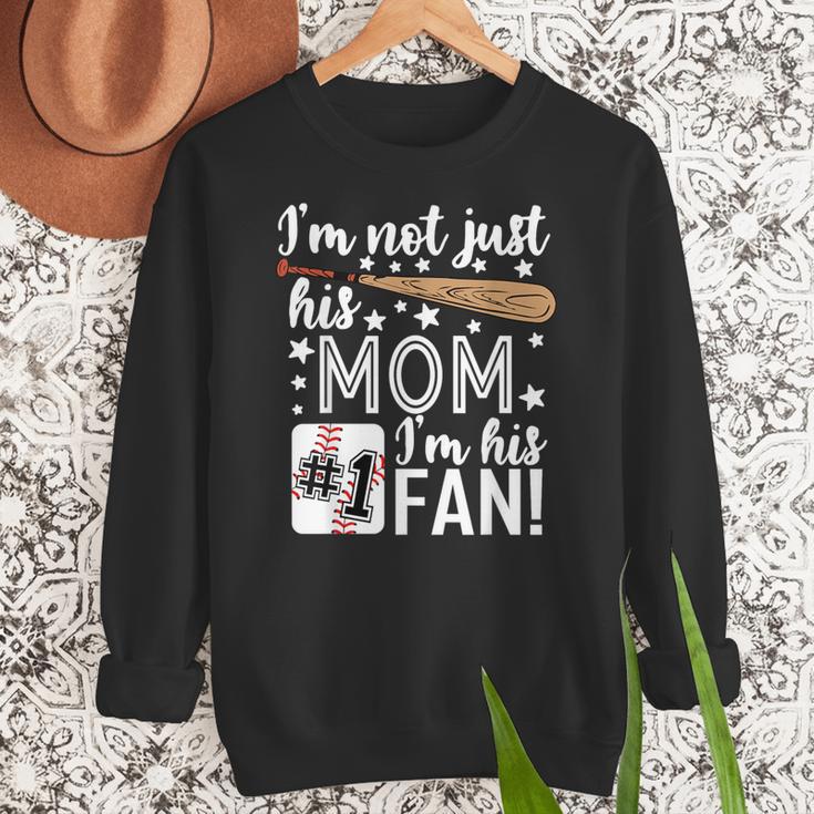 I'm Not Just His Mom I'm His 1 Fan Baseball Mom Women Crewneck Sweatshirt