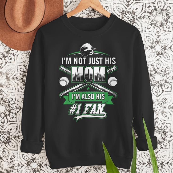 I'm Not Just His Mom I'm His Number 1 Fan Baseball Mommy Women Crewneck Sweatshirt