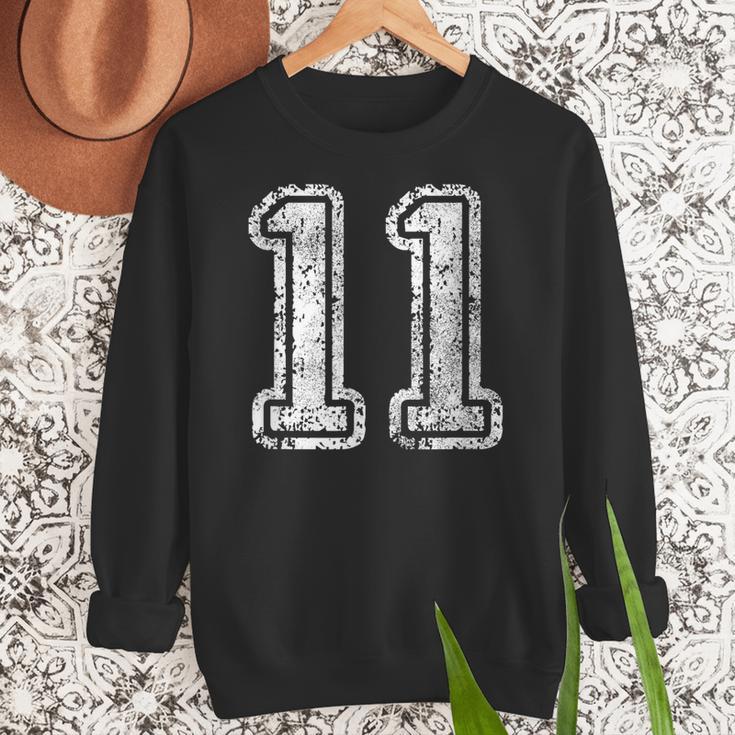 Jersey Number 11 T-Shirt Football Eleven Number Baseball Mom Women Crewneck Sweatshirt