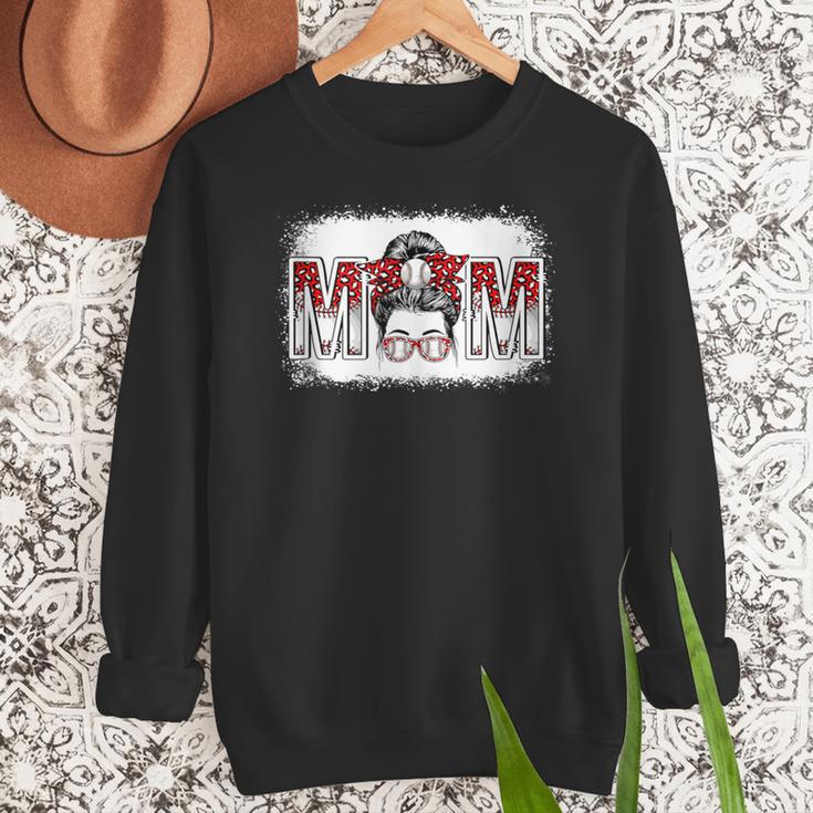 Leopard Baseball Mom Mama Mother's Day Son Daughter Boys Women Crewneck Sweatshirt
