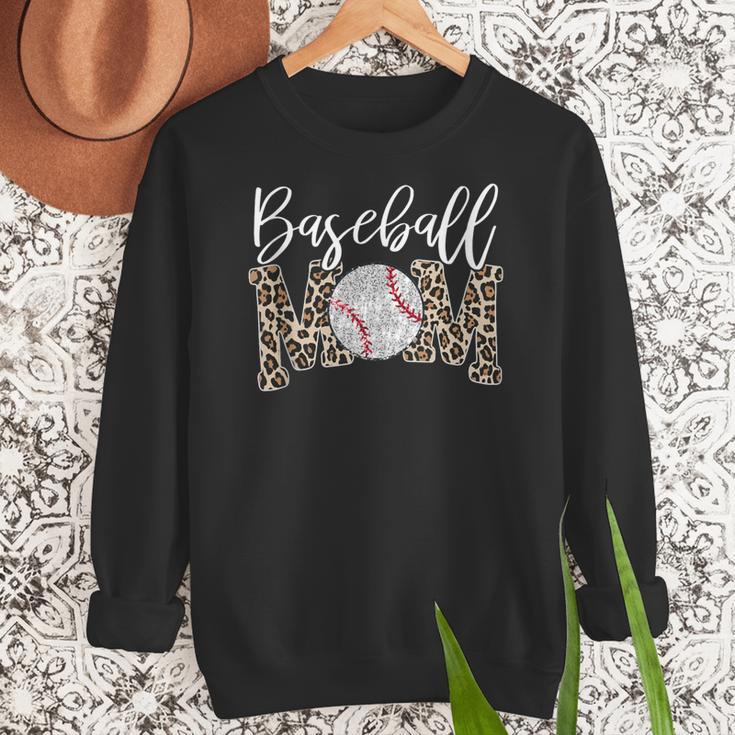 Leopard Baseball Mom Matching Softball Mama Family Matching Women Crewneck Sweatshirt Leopard Baseball Mom Matching Softball Mama Family Matching Women Crewneck Sweatshirt