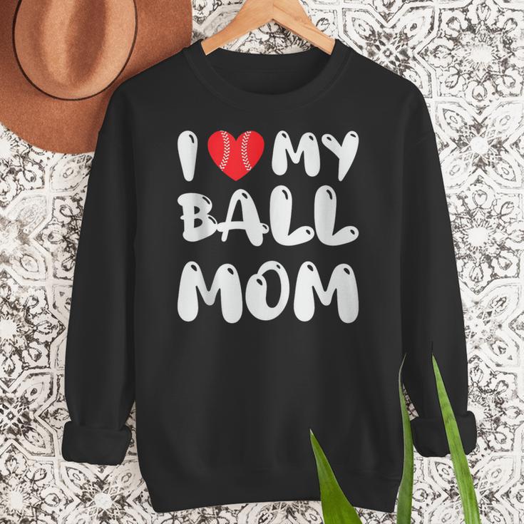 I LOVE MY BASEBALL MOM Women Crewneck Sweatshirt I LOVE MY BASEBALL MOM Women Crewneck Sweatshirt