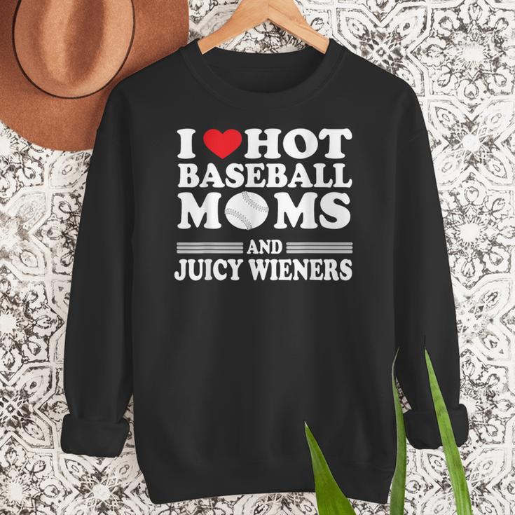 I Love Hot Baseball Mom Wieners Women Crewneck Sweatshirt I Love Hot Baseball Mom Wieners Women Crewneck Sweatshirt