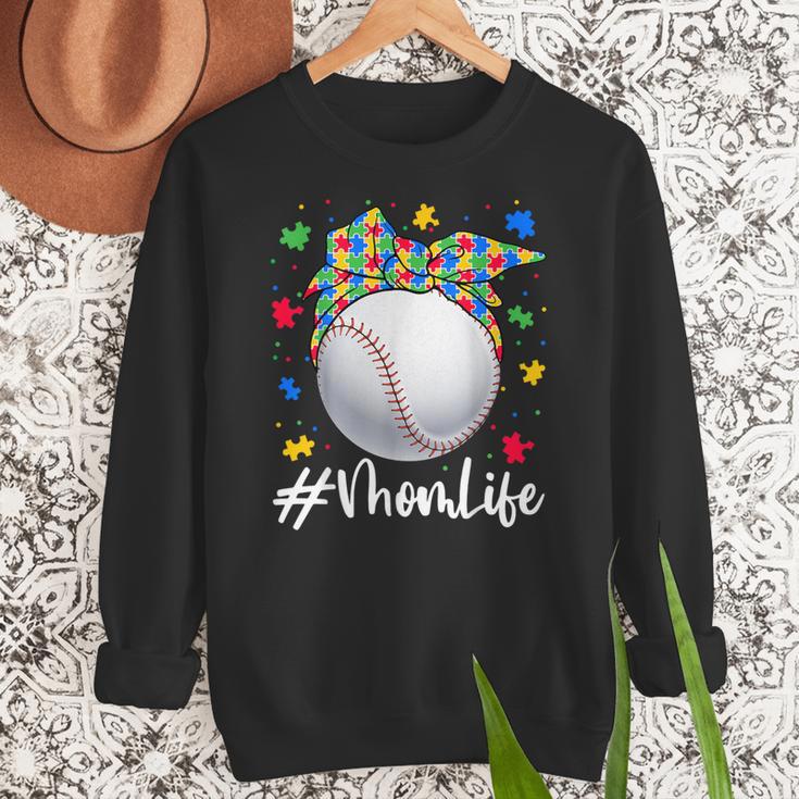 Messy Ball Puzzle Baseball Mom Life Autism Awareness Month Women Crewneck Sweatshirt Messy Ball Puzzle Baseball Mom Life Autism Awareness Month Women Crewneck Sweatshirt