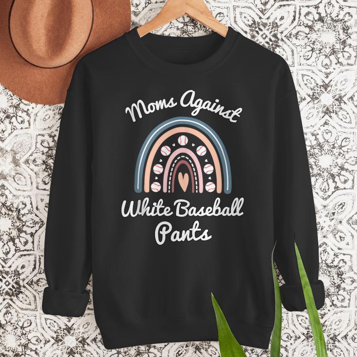 Moms Against Baseball Pants Baseball Mom Rainbow Women Crewneck Sweatshirt