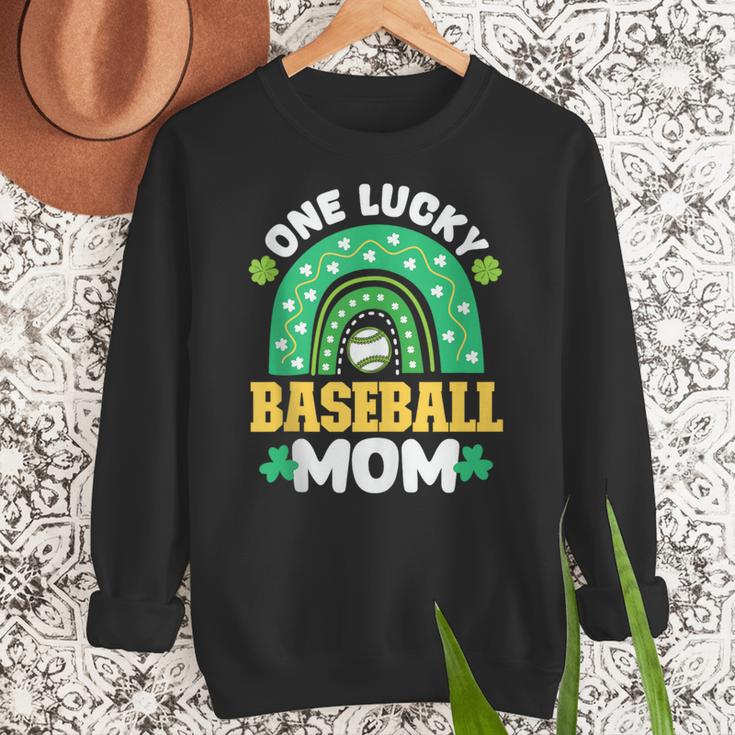 One Lucky Baseball Mom St Patricks Day Rainbow Mother Mama Women Crewneck Sweatshirt One Lucky Baseball Mom St Patricks Day Rainbow Mother Mama Women Crewneck Sweatshirt