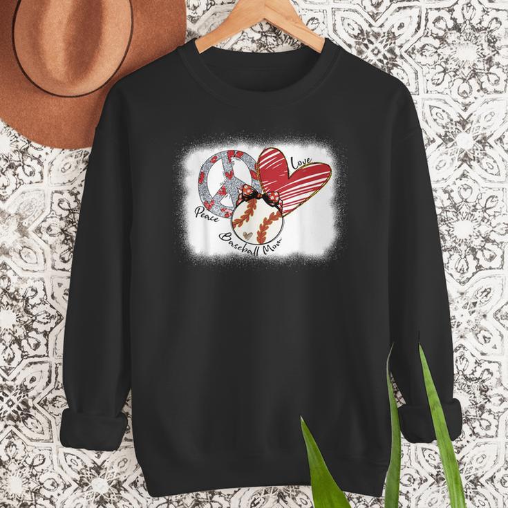 Peace Love Baseball Mom Mommy Women Crewneck Sweatshirt