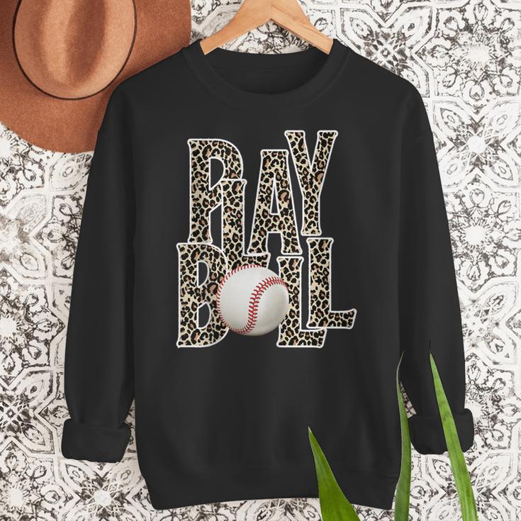 Play Ball Women Graphic Baseball Mom Baseball Women Crewneck Sweatshirt