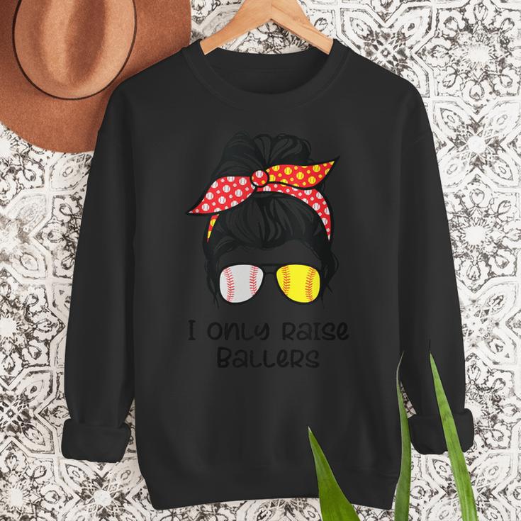 I Only Raise Ballers Softball Baseball Mom Women Crewneck Sweatshirt I Only Raise Ballers Softball Baseball Mom Women Crewneck Sweatshirt