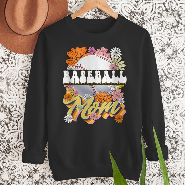 Retro Groovy Baseball Mom Family Matching Women Women Crewneck Sweatshirt Retro Groovy Baseball Mom Family Matching Women Women Crewneck Sweatshirt