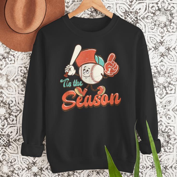 Retro Tis The Season Baseball Mom Baseball Lover Boys Kids Women Crewneck Sweatshirt Retro Tis The Season Baseball Mom Baseball Lover Boys Kids Women Crewneck Sweatshirt